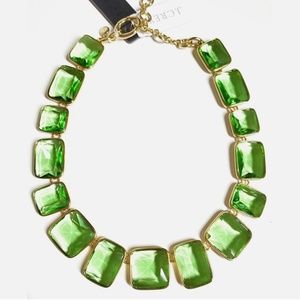 J.Crew Faceted Crystal Statement Necklace Light Pistachio Green Gold Plated NWT